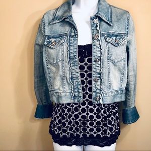 White House Black Market cropped jean jacket